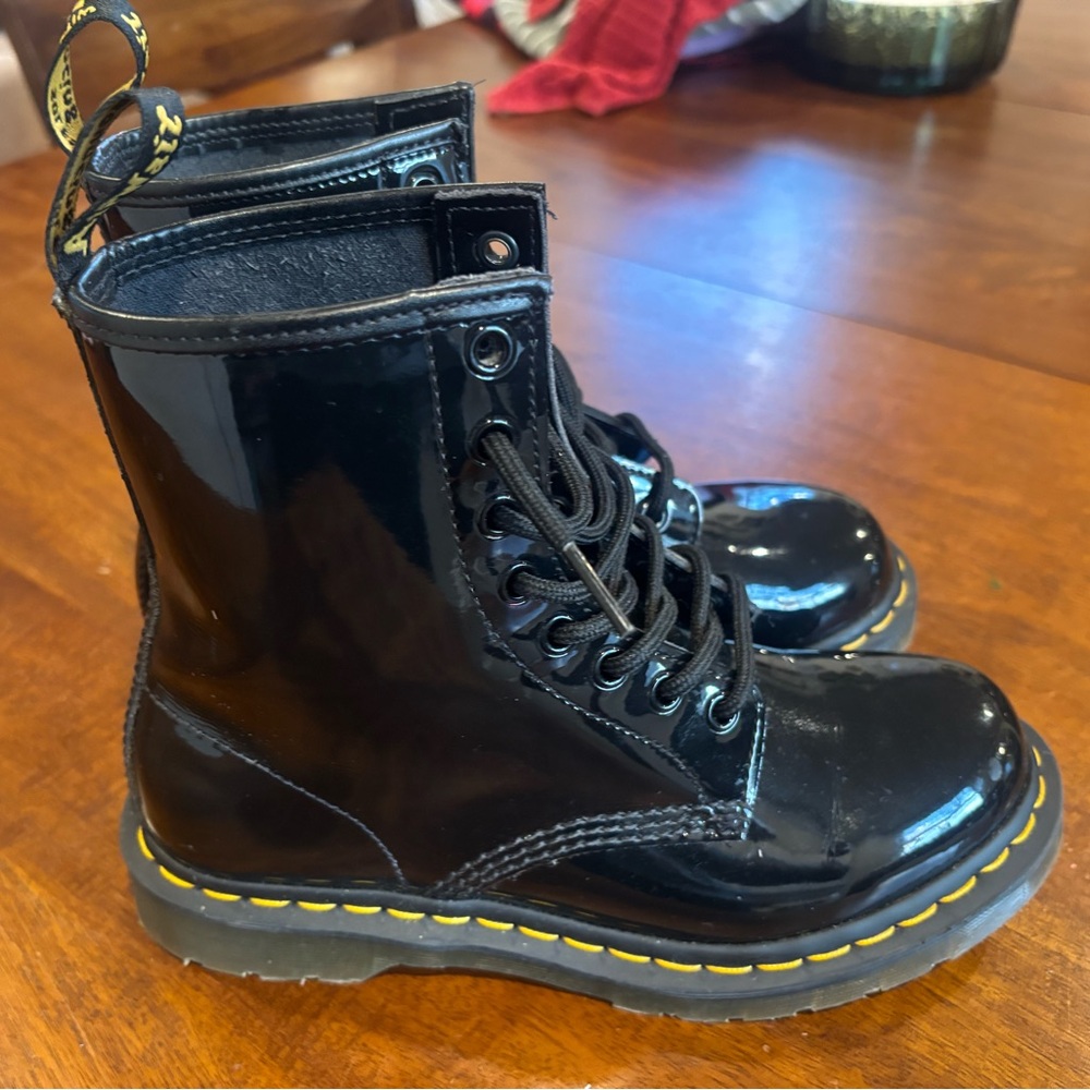 Dr. Martens Glossy Black Moto Boots
